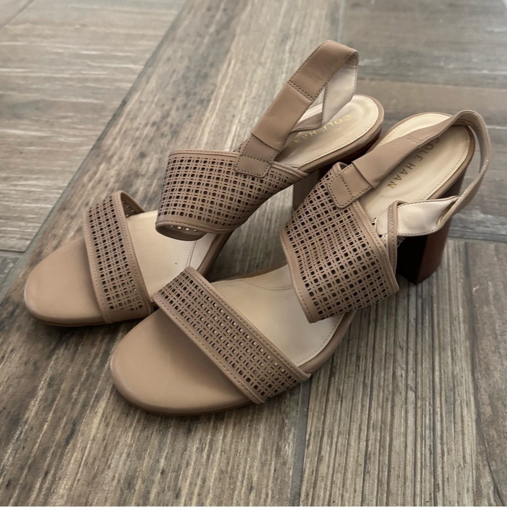 Cole Haan Leather Kim City Slingback Block Heel Sandal size 10